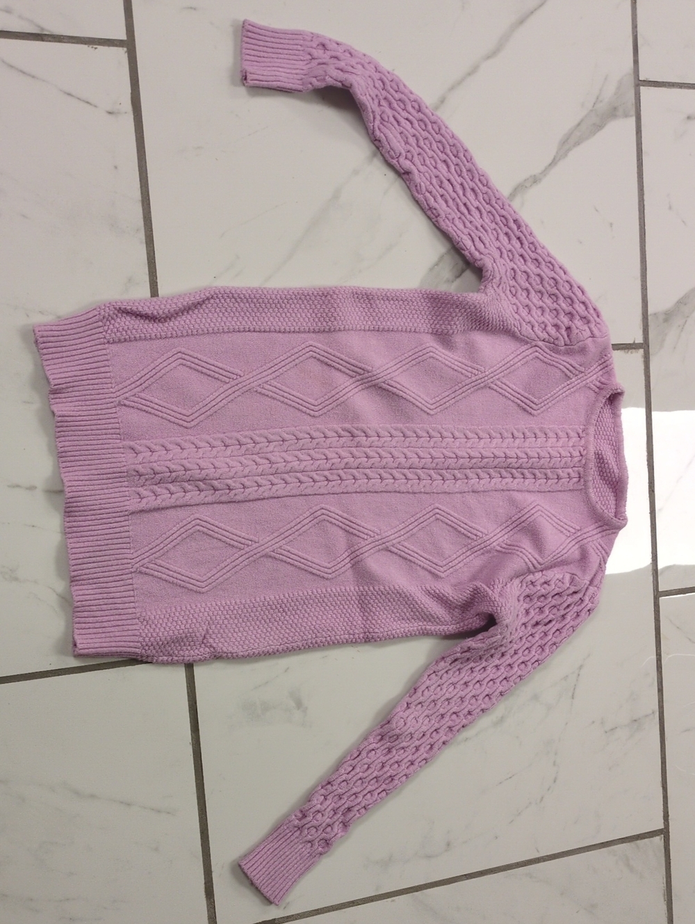 Lavender Cable Knit Women's Sweater - Classic Crewneck